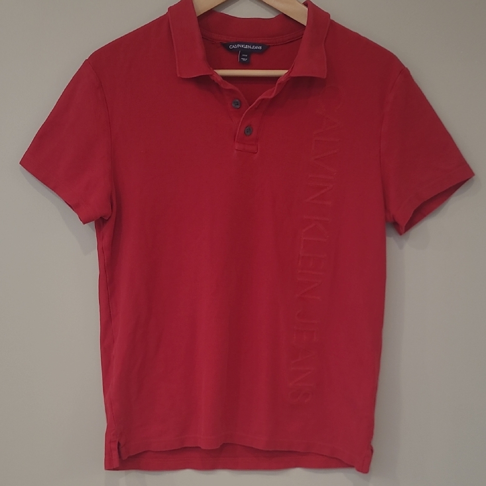 Calvin Klein Jeans Vibrant Red Polo Shirt